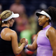 Danielle Collins (L) of the United States shakes hands with Naomi Osaka (R) of Japan after defeating her in their Women’s Singles First Round match on Day Two of the 2022 US Open at USTA Billie Jean King National Tennis Center on August 30, 2022 in the Flushing neighborhood of the Queens borough of New York City. (Photo by Sarah Stier/Getty Images)